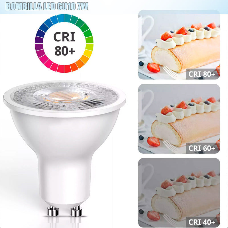 Ampolleta Led Gu10 7w Lampara Led Gu10 38° Blanco Frío