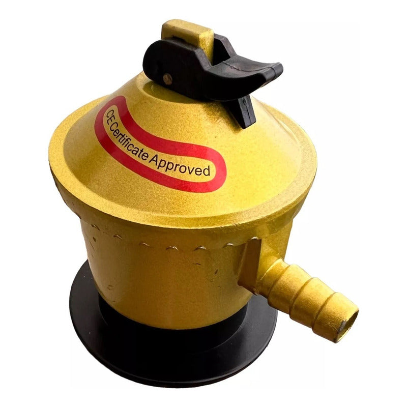 Kit Regulador Válvula De Gas Licuado+manguera Gas+abrazadera Amarillo Brillante