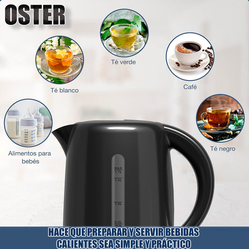 Hervidor Eléctrico Oster De 1.7 Litros Con Apagado Automático Negro