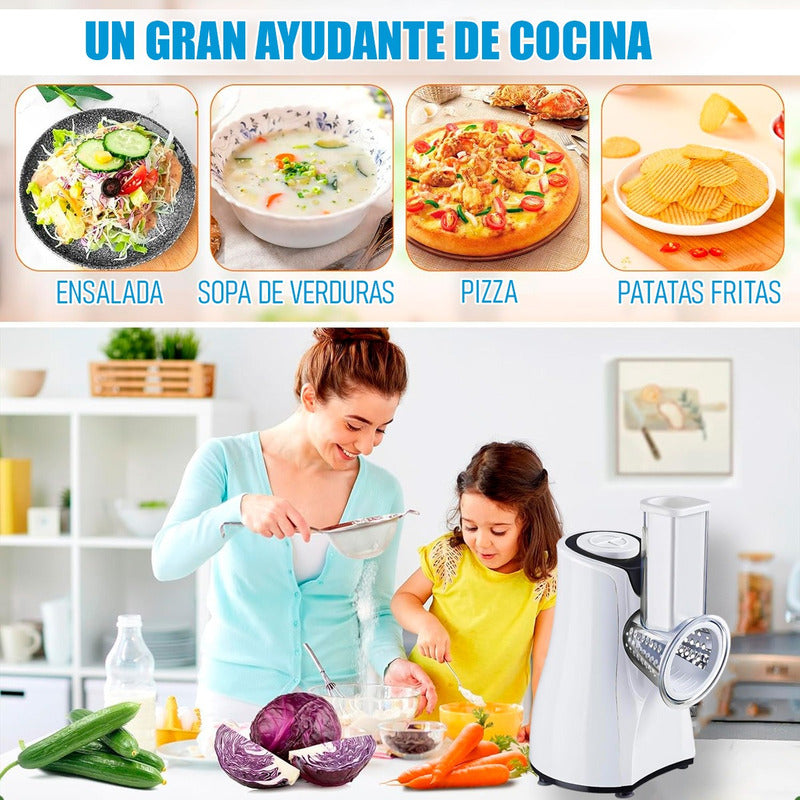 Cortadora De Vegetales Electrica Rebanador Verduras Rallador Blanco