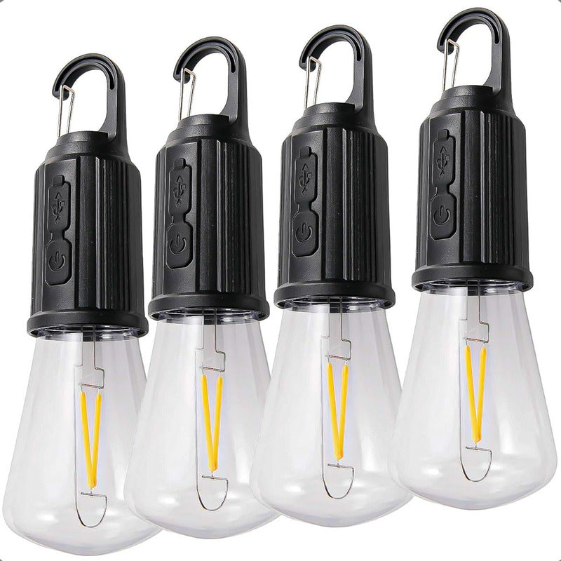 Pack X4 Ampolleta Recargable Ampolletas Camping Colgantes
