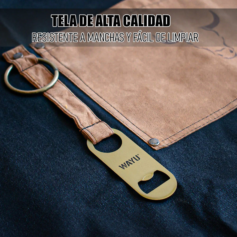 Delantal Parrillero Wayu Pechera Cocina Mandiles Cocina Wayu Negro Destapador