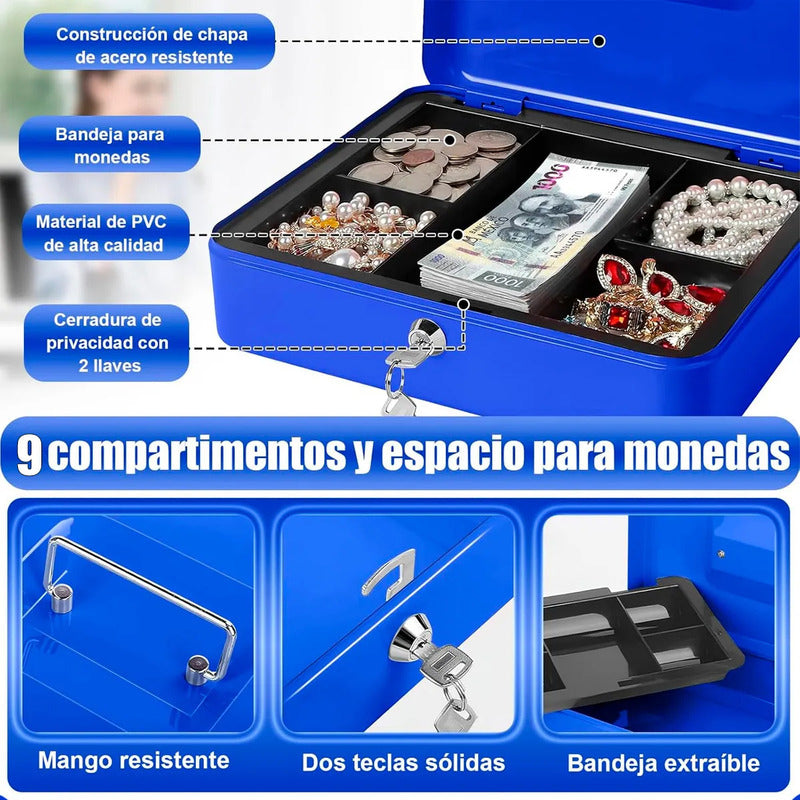 Caja Fuerte Metálica Okshop Seguridad Llaves Portátil Negro 32cm