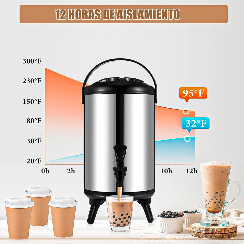 Termo De Agua Caliente Termo Para Cafe Termo Para Agua 12 Lt Plateado/negro