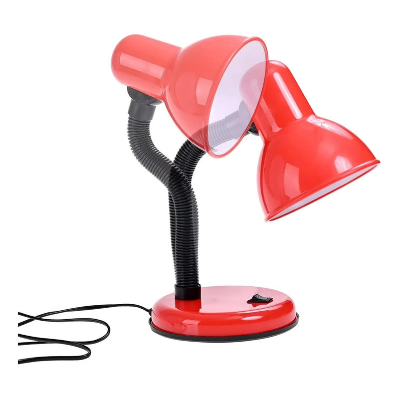 Lampara Escritorio Flexible Lamparas Metalicas Velador Lampara Lectura Lamparas De Escritorio Incandescente Cuello Flexible Metal Lampara Estudio Led Mesa Halogena E27 Rojo Okshop