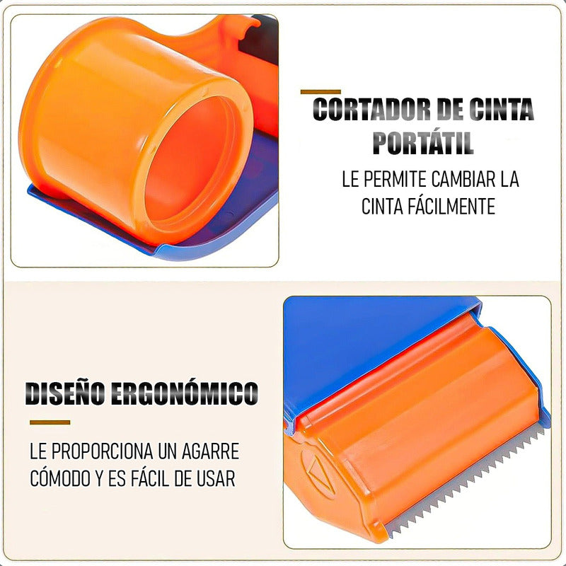 Dispensador De Cinta Pack 2 Cortador De Cinta De Embalaje Naranja
