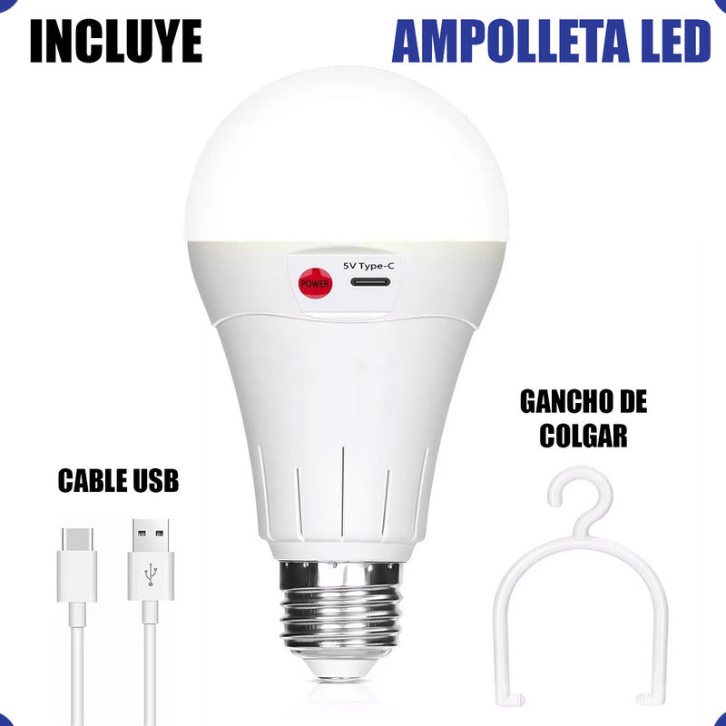 Ampolleta Recargable Ampolleta E27 Ampolleta Emergencia 15w Blanco