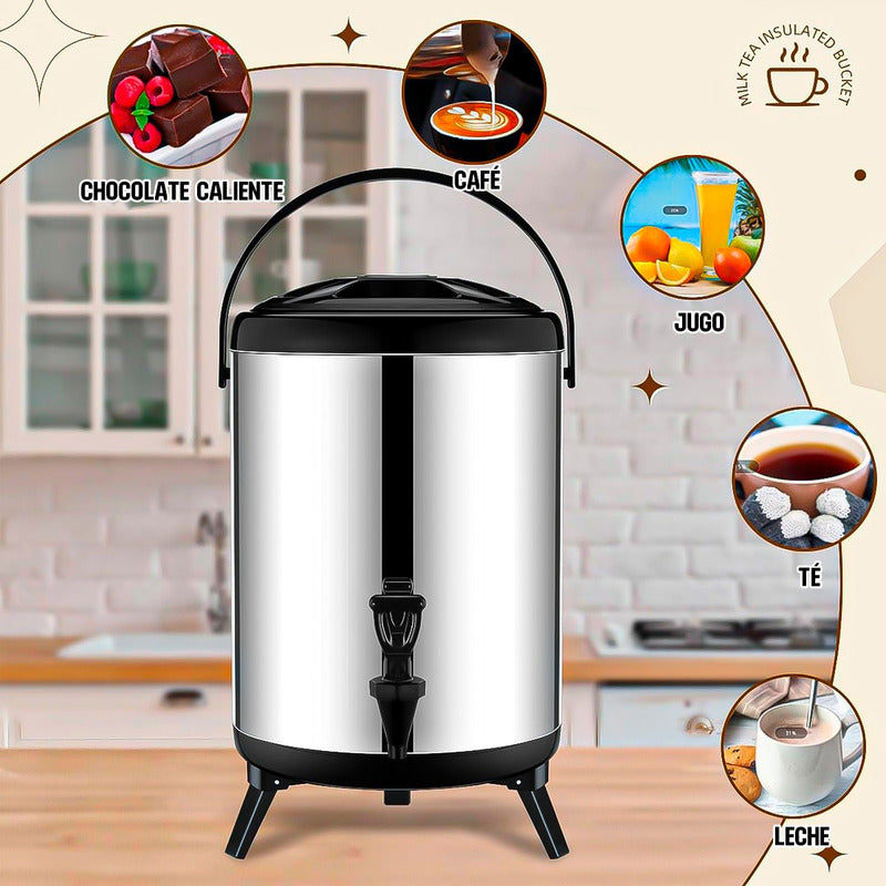 Termo De Agua Caliente Termo Para Cafe Termo Para Agua 12 Lt Plateado/negro