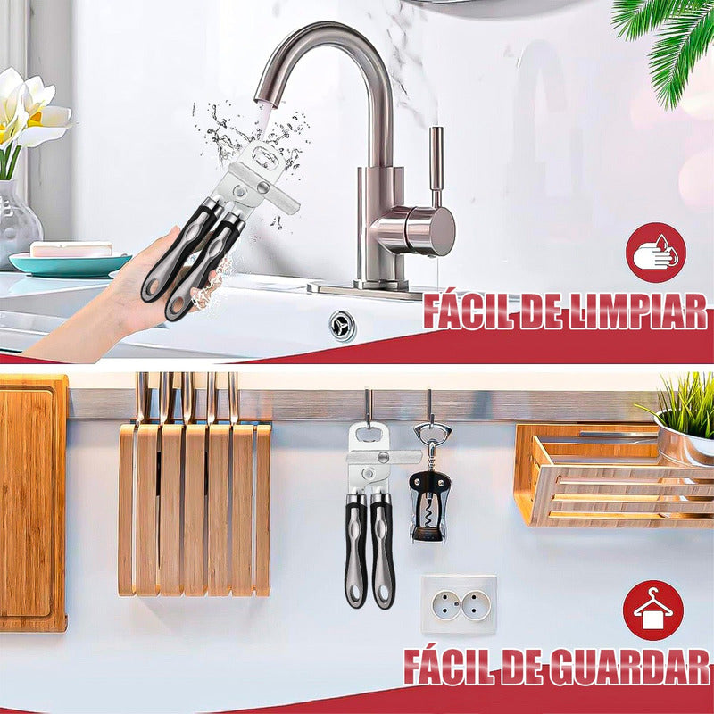 Abridor Latas Abrebotellas Manual De Acero Pack 4 Abrelatas Acero Inoxidable