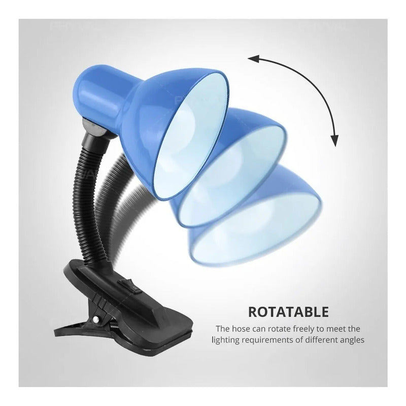 Lámpara Escritorio Okshop Click Azul Brazo Flexible Led Velador Blanco