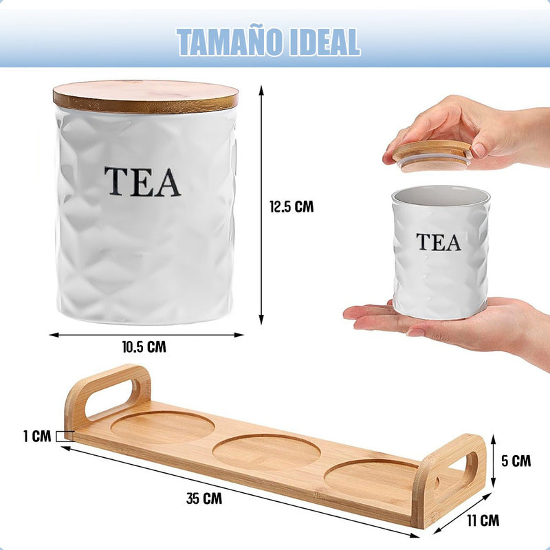 Set 3 Contenedores Hermeticos Frascos Hermeticos Ceramica Blanco