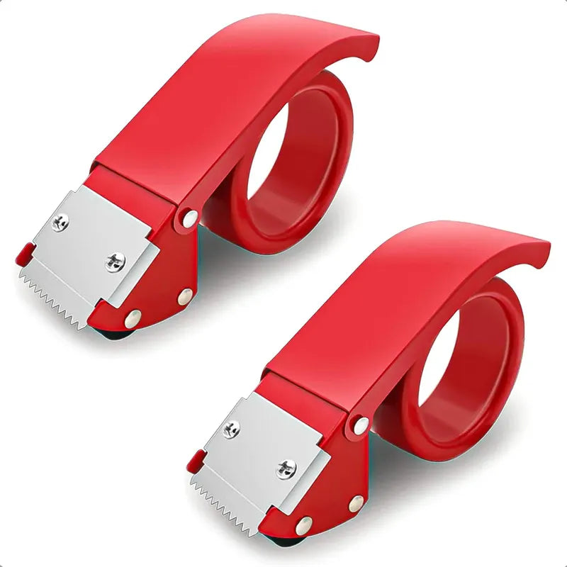 Pack 2 Dispensador De Cinta Cortador Cinta Embalaje Metalico Rojo