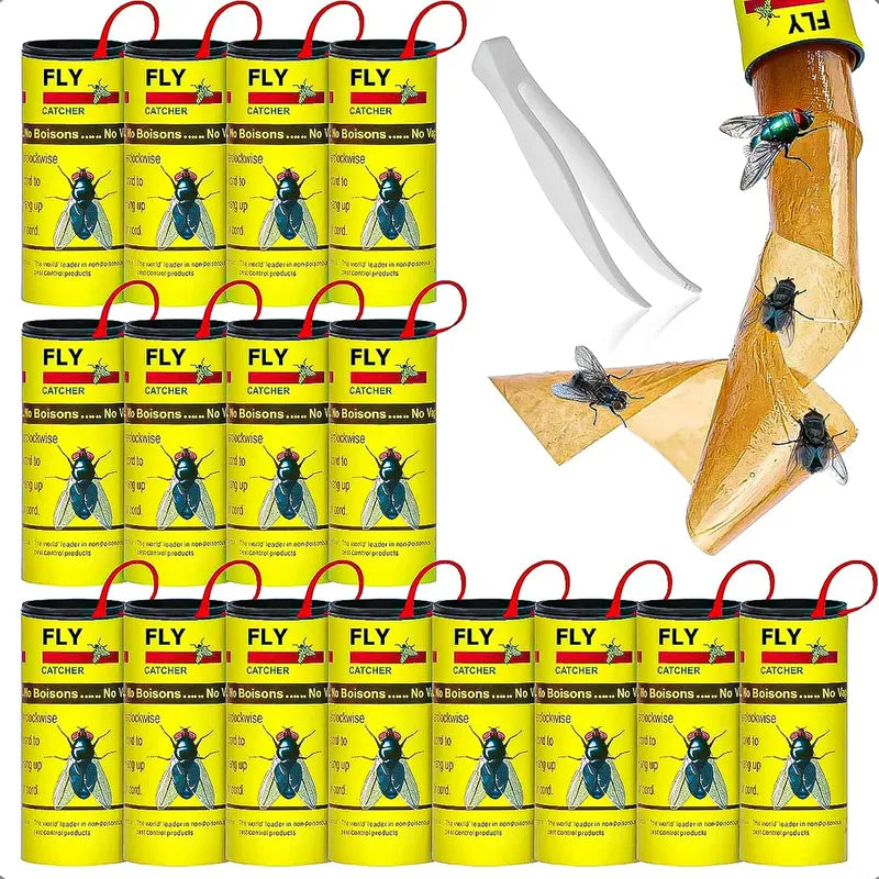 Pack 16 Mata Moscas Repelente Moscas Papel Adhesivo Moscas
