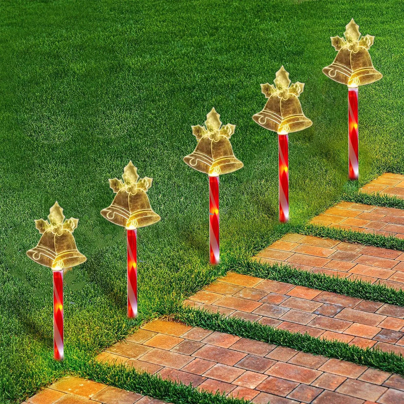 Pack X5 Estacas Navideñas Led 2,6 M Luces Navidad Exterior Solares Campana/cálida Luces Navidenas Solares Campana/cálida Luces Navideñas Estacas Solares Luces Navidad Solar Okshop