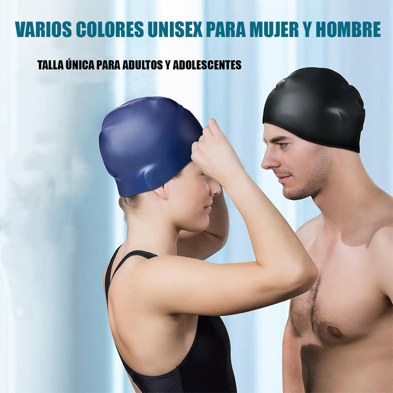 Pack X4 Gorra Natacion Gorros De Natacion Gorro Baño Piscina Color Negro Diseño De La Tela Silicona Tamaño Estandar