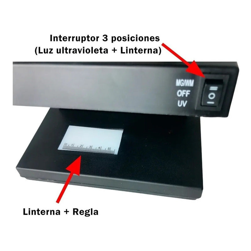 X4 Detector De Billetes Falsos Con Luz Ultravioleta Lintern Negro