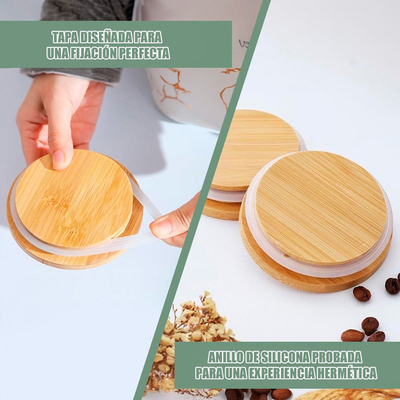 Set 3 Contenedores Hermeticos Frascos Hermeticos Ceramica Blanco