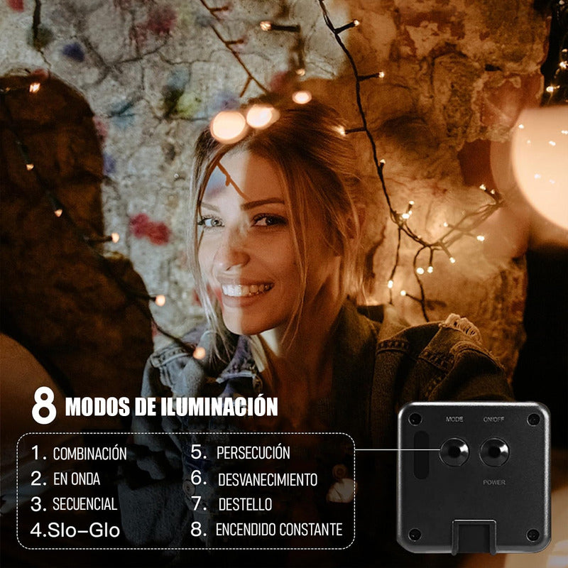 Guirnaldas Luces Solar Hada Luces Led Navidad 10mts 100 Led Calida