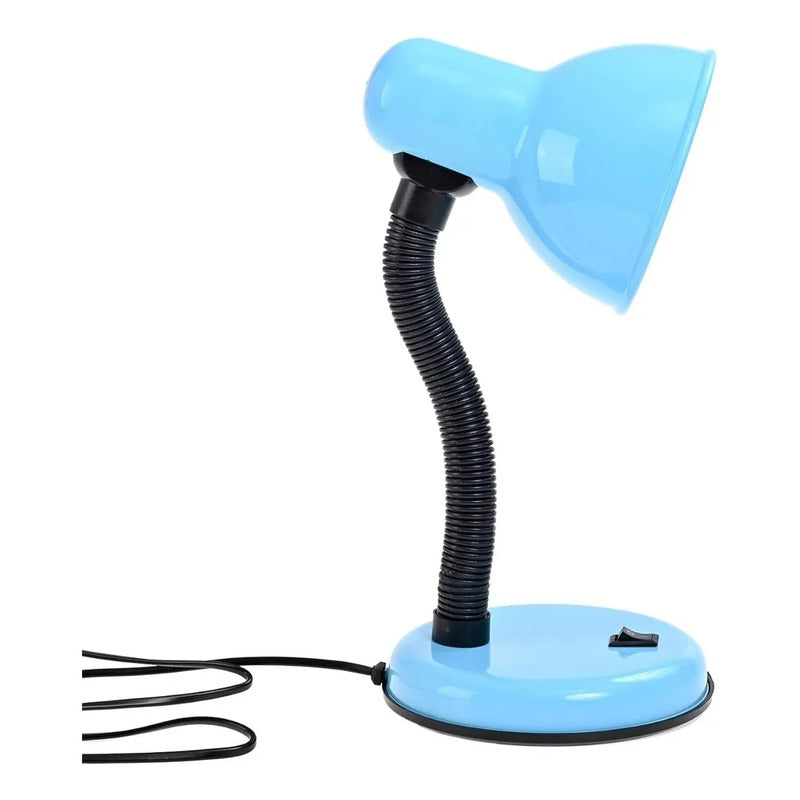 Lampara Escritorio Flexible Lamparas Metalicas Velador Lampara Lectura Lamparas De Escritorio Incandescente Cuello Flexible Metal Lampara Estudio Led Mesa Halogena E27 Azul Okshop