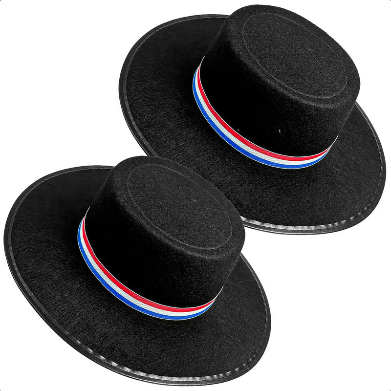 Sombrero Huaso Chile Pack 2 Sombrero Fiestas Patrias Chile Negro Unica