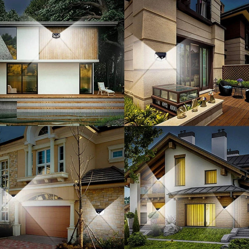 X2 Aplique Led Solar Focos Led Exterior Farol Solar Exterior Color Negro