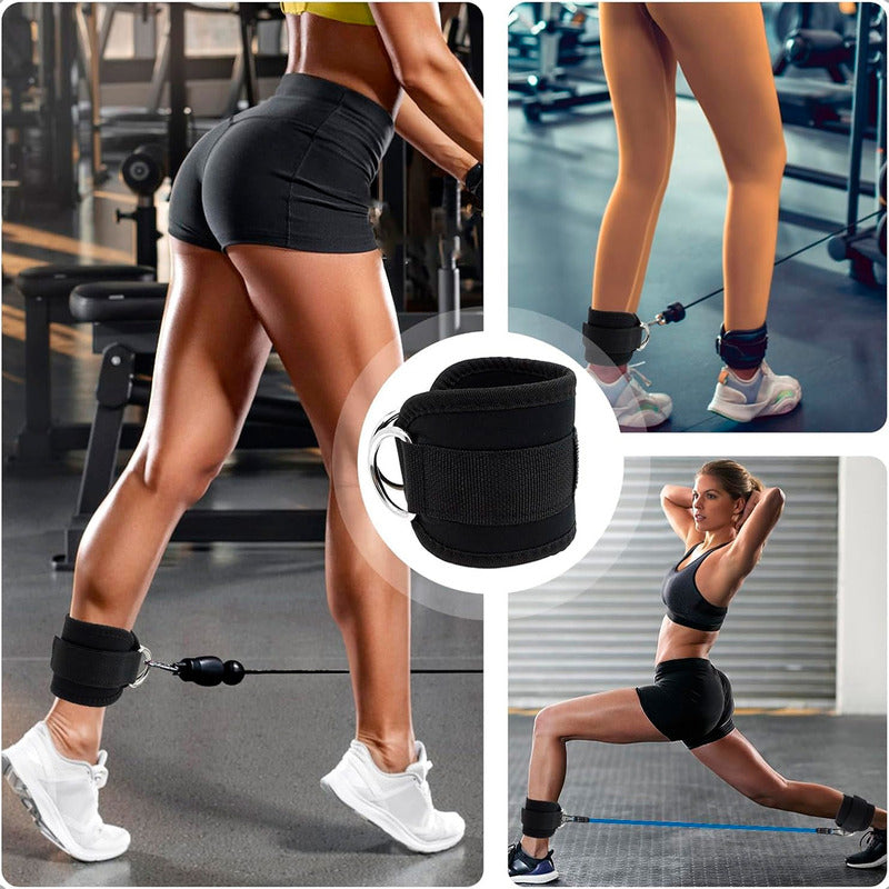 Pack X2 Tobillera Polea Tobillera Gimnasio Tobillera Gluteo Negro