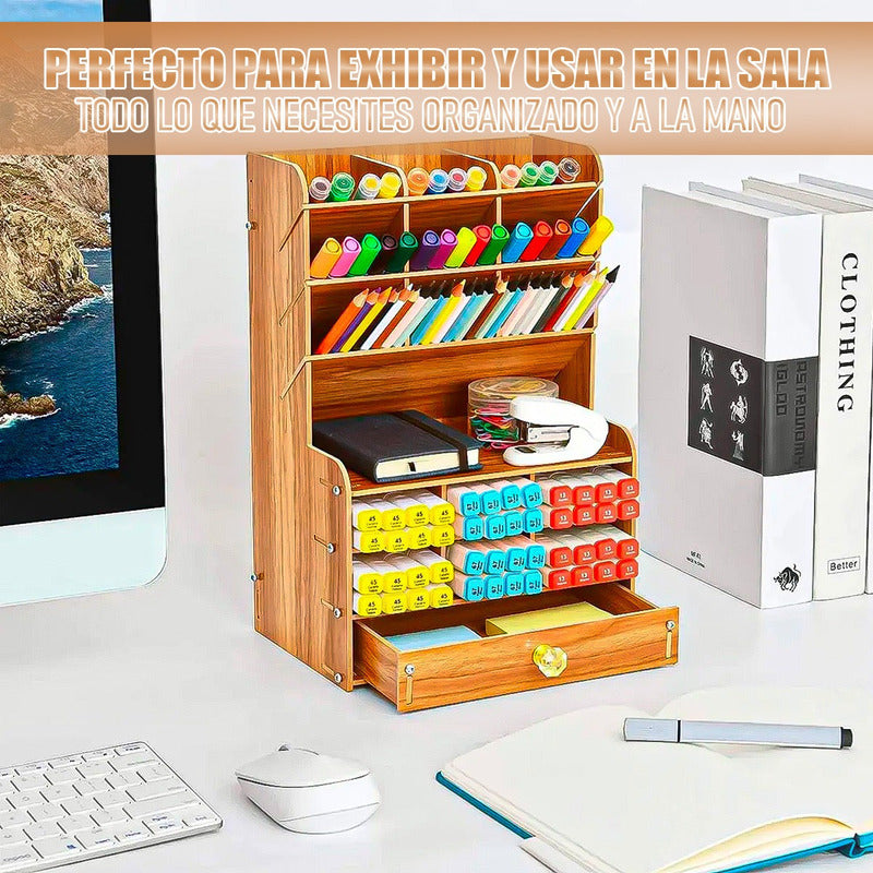 Organizador De Escritorio Porta Lapices Escritorio De Madera