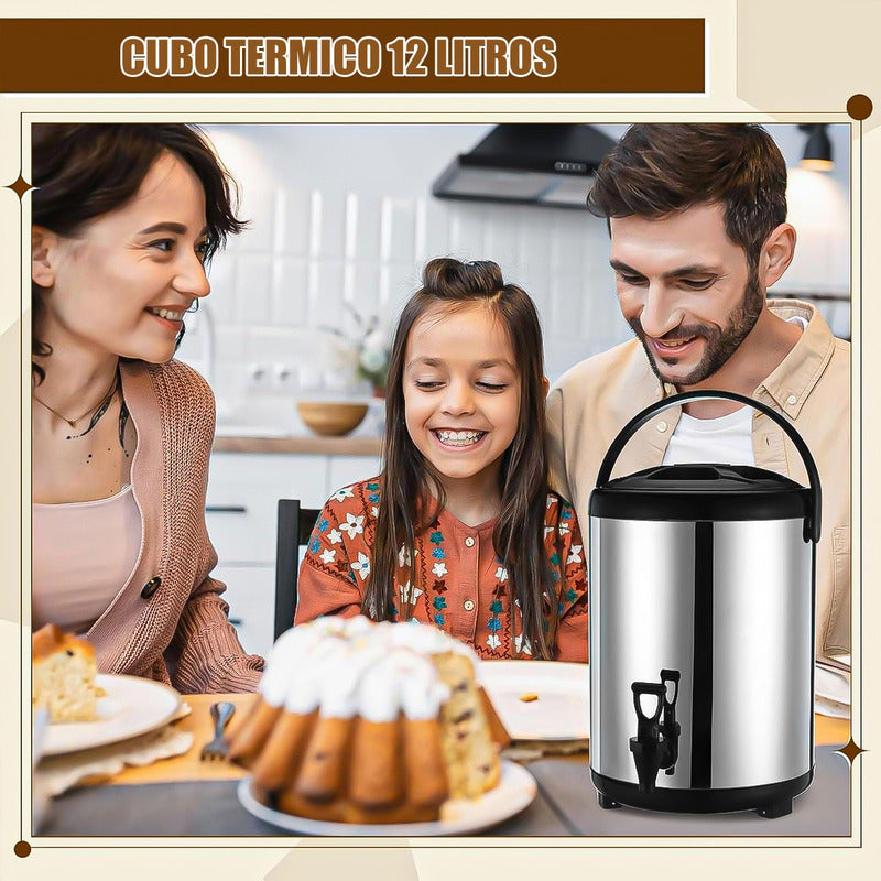 Termo De Agua Caliente Termo Para Cafe Termo Para Agua 12 Lt Plateado/negro