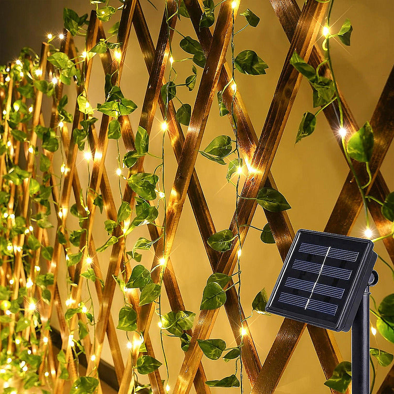 Luces Navidad Solar Guirnalda Luces Solares Luces De Hojas Amarillo