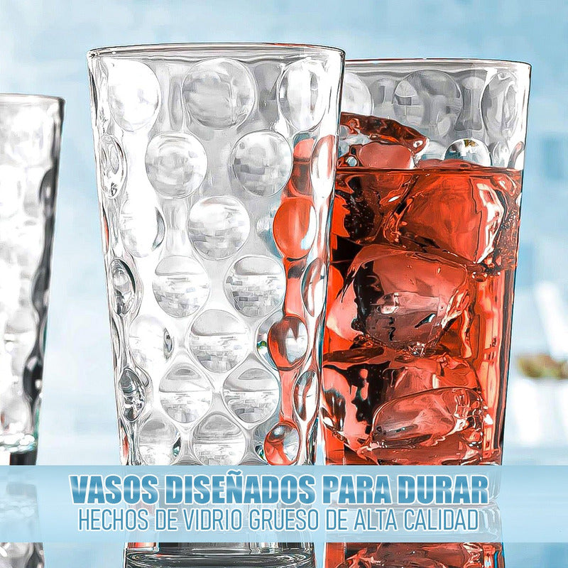 Set 6 Vasos De Vidrio Vasos Postres Juego De Vasos 300 Ml Vidrio/lineas