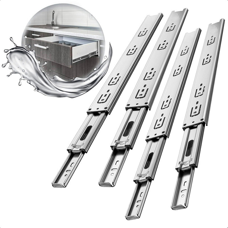 Pack X2 Corredera Telescópica Riel Para Cajones Riel 50 Cm Gris