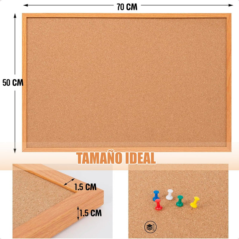 Pizarra Corcho Pizarra Corcho Grande Pizarra Corcho 70x50cm Madera