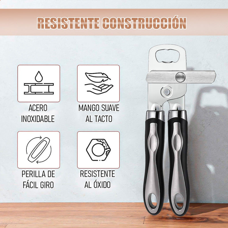Abridor Latas Abrebotellas Manual De Acero Pack 4 Abrelatas Acero Inoxidable