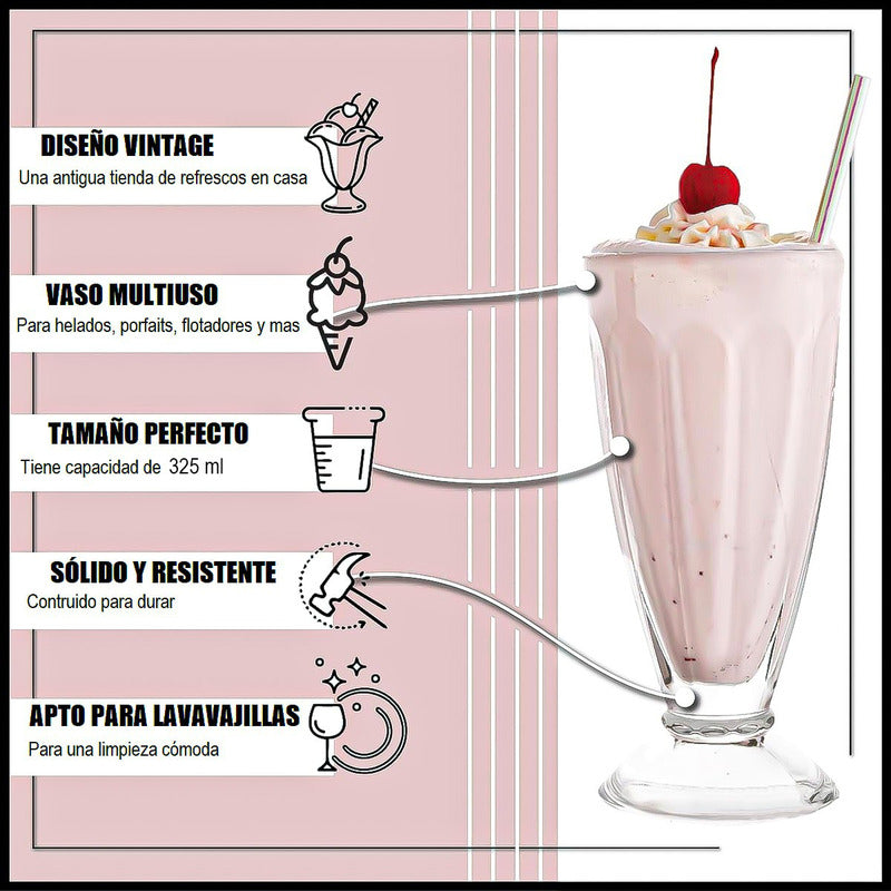 Set 6 Vasos De Vidrio Vasos De Postre Vasos De Helado 325 Ml