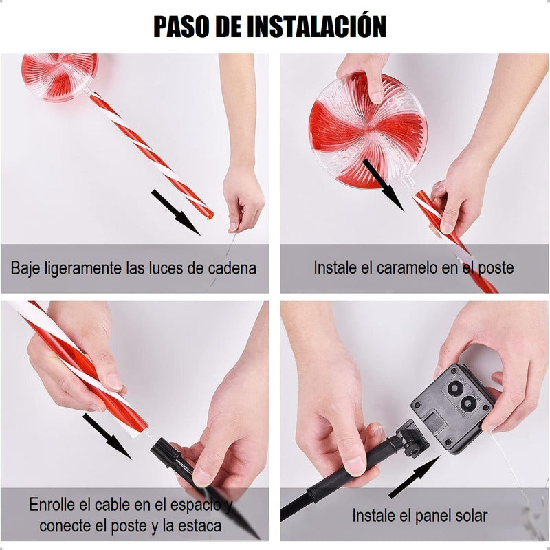 Pack X5 Estacas Solares Luces Navideñas Luces De Navidad Led Multicolor
