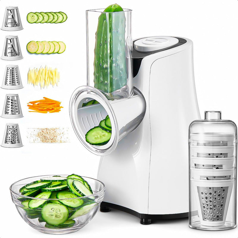 Cortadora De Vegetales Electrica Rebanador Verduras Rallador Blanco