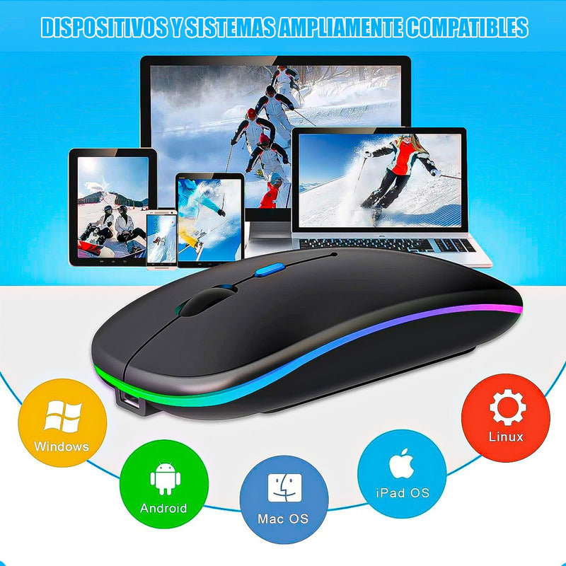 Mouse Inalambrico Mouse Bluetooth Mouse Inalambrico Recargab Negro