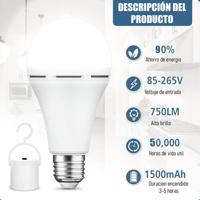 Ampolleta Recargable Ampolleta E27 Ampolleta Emergencia 9w Blanco Frío