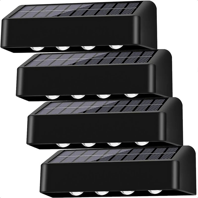 Aplique Exterior Solar Foco Pared Aplique De Pared Luces Led Para Muros Ip65 Pack 4 Apliques Exteriores Solares Abs 4w Luz Cálida Lampara De Muro Impermeable Inalambrica Okshop