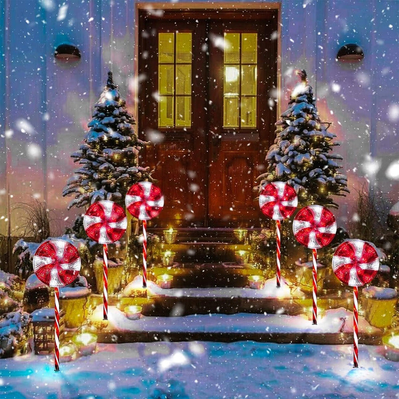Pack X5 Estacas Solares Luces Navideñas Luces De Navidad Led Multicolor