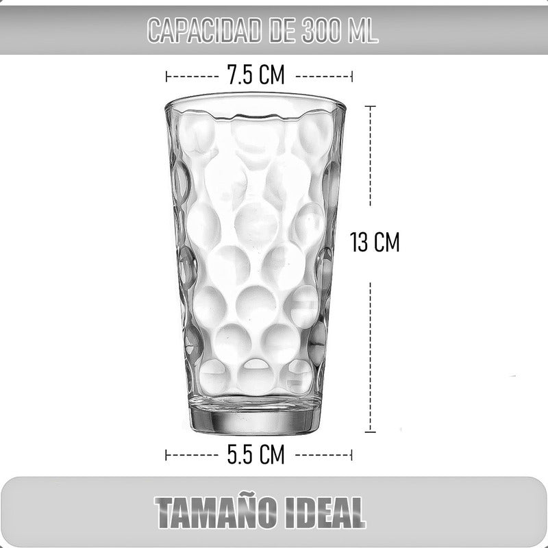 Set 6 Vasos De Vidrio Vasos Postres Juego De Vasos 300 Ml Vidrio/lineas