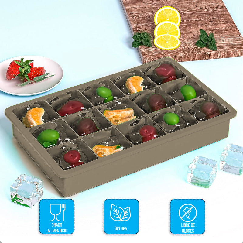 Pack X2 Molde Hielo Cubetas De Hielo Bandeja Silicona Hielo Marrón