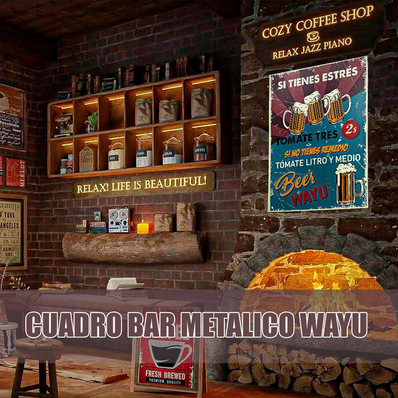 Cuadro Decorativo Wayu Bar Cuadro Pared Cuadro Bar Metalico Metálico