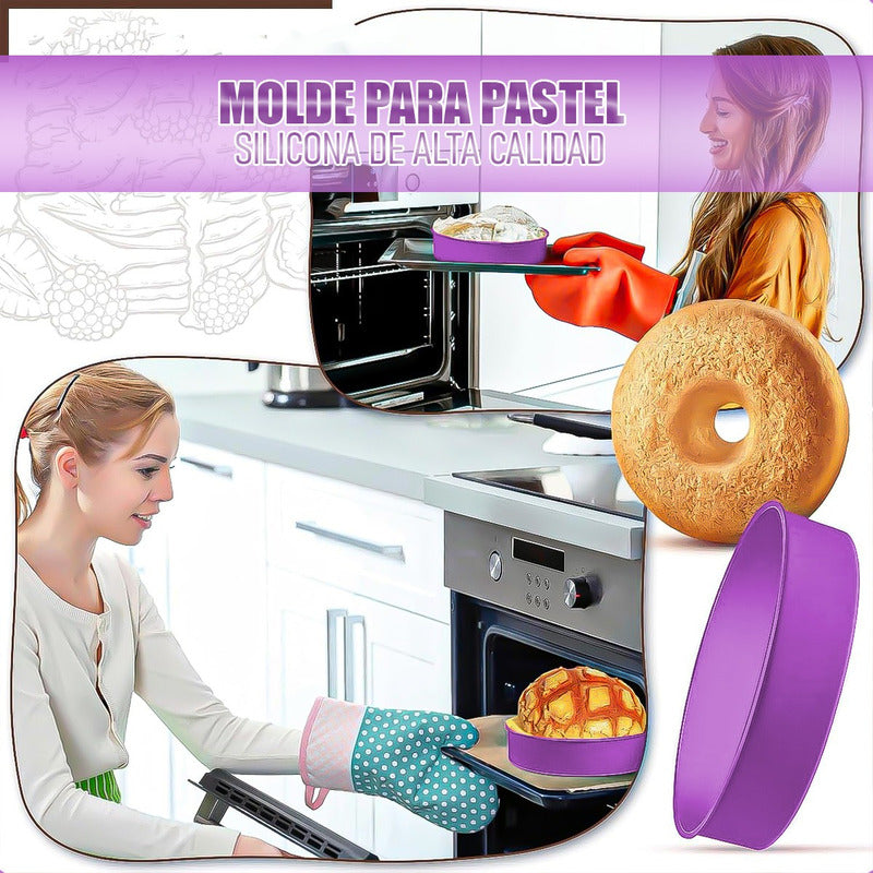 Molde Para Torta Pack2 Moldes De Silicona Reposteria Redondo Turquesa