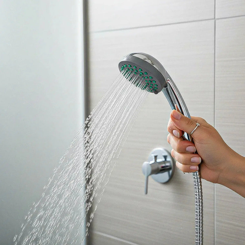 Set Ducha Arcashopping Con Mango Redondo Gris Y Manguera De 1.5 M Para Baño Brillante