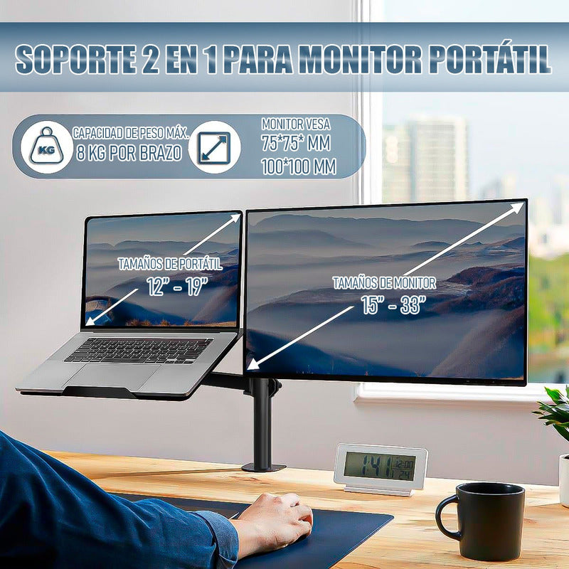 Soporte Para Monitor Y Laptop Soporte Para Monitor Portátil Negro