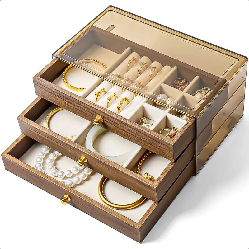 Joyero Organizador Exhibidores Joyas Organizador Aros Madera Modelo 2
