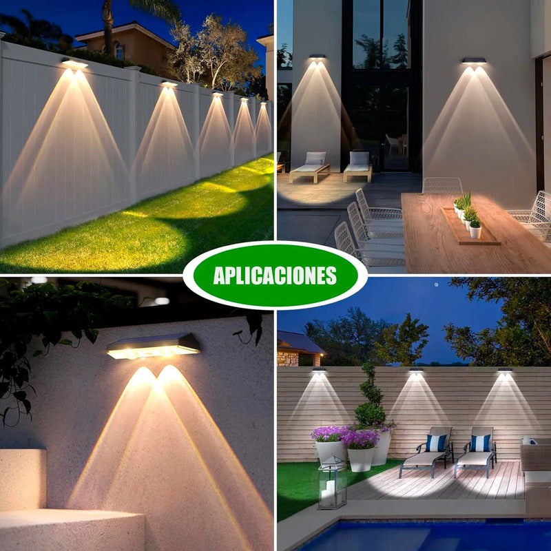 Aplique De Pared Lampara Led Focos Exterior Solar Decorativo Aplique Muro Abs 10w Inalambrico Apliques Exterior Impermeable Ip54 Luces Solares Aplique De Luz A Bateria Negro/calida Okshop