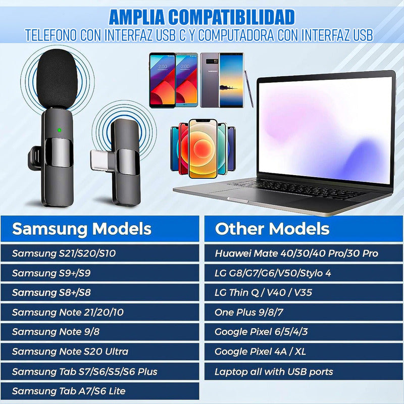 Microfono Inalambrico Microfono Celular Microfonos Lavalier Android Tipo C