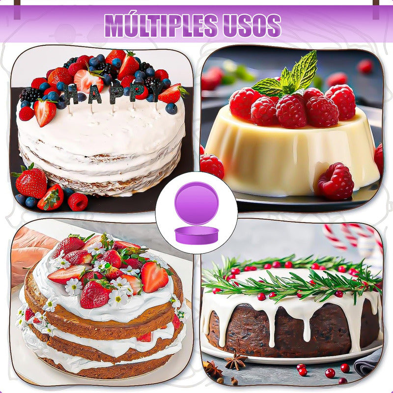 Molde Para Torta Pack2 Moldes De Silicona Reposteria Redondo Turquesa